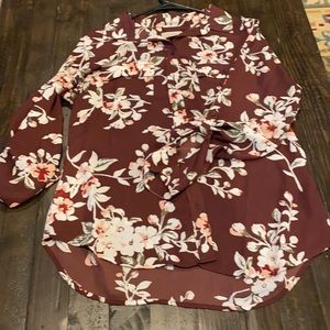 Ann Taylor loft button down burgundy blouse